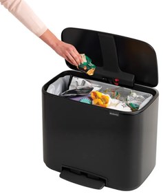 Кош за боклук Brabantia Bo Pedal 1000236, 36 л, Леко затваряне, Противоплъзгаща основа, Устойчив на пръстови отпечатъци, Черен