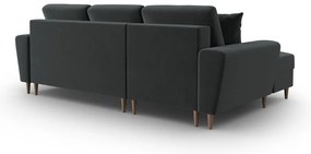 Тъмносив кадифен разтегателен ъглов диван с място за съхранение (ляв ъгъл) Kyoto – Cosmopolitan Design