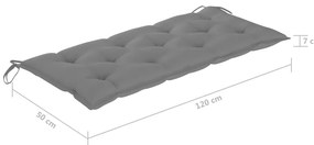 Възглавница за градинска пейка сива 120x(50+50)x7 см оксфорд