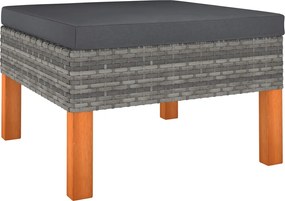 315752 vidaXL Поставка за крака, полиратан и евкалиптово дърво масив