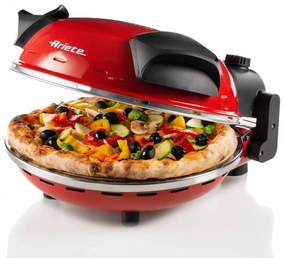 Електрическа фурна за пица Ariete "Пица за 4 минути" 0909/10, 1200W, 32 см, До 400C, 5 нива, Каменна плоча, Незалепващо покритие, Червен