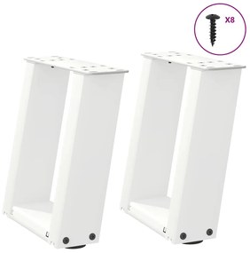 4012737 vidaXL Крака за масичка за кафе, U-образни, 2 бр., бели, 30 x (30-31) см, стомана