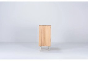 Бял/естествен нисък скрин от масивен дъб 118x100 cm Fina – Gazzda