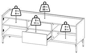 Кафява маса за телевизор от дъбов декор 147x54x41 cm Bergen – Tvilum