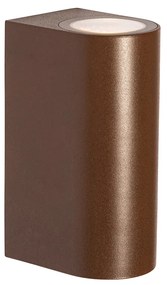 Външна стенна лампа ръждиво кафява пластмасова овална 2-светлина - Baleno