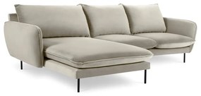 Бежов ъглов диван от кадифе , ляв ъгъл Vienna - Cosmopolitan Design