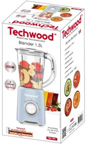 Блендер Techwood TBL-784, 500W, 1.5 л, 2 скорости + импулси, Стоманени ножове, Светлосин