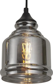 Арт Деко висяща лампа черна с димно стъкло 8 светлини - Hanne