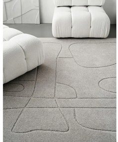 Светлосив вълнен килим 133x190 cm Morphic – Agnella