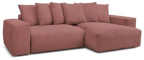 Розов сгъваем/с място за съхранение ъглов диван от рипсено кадифе Voltaire – Bobochic Paris