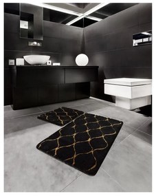Комплект от 2 черни правоъгълни килима за баня Gold Wave - Foutastic