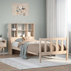 3322119 vidaXL Легло с рафтове за книги, без матрак, 90x190 см, бор масив
