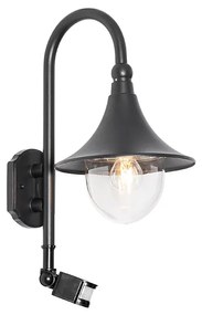 Външна стенна лампа черна IP44 с датчик за движение - Daphne