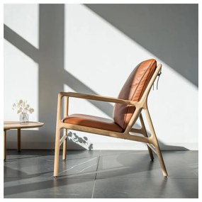 Кожен фотьойл в кафяво-натурален цвят Dedo - Gazzda