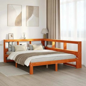3324384 vidaXL Легло с етажерка за книги, без матрак, 140x200 см, бор масив