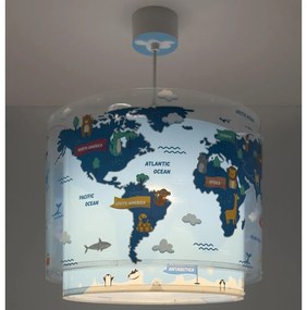 Dalber 40672 - Детски полилей WORLD 1xE27/15W/230V син