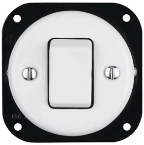 Bohemia-Design - Порцеланов ретро едноклавишен ключ без рамка № 7, бял