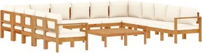 3214855 vidaXL Градински комплект диван с възглавници, 10 части, акация масив