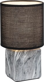 Rabalux Nalisa, настолна лампа, правоъгълна керамична лампа с мраморен ефект и черен текстилен абажур, E14 1xMAX40W, В22,5 см, Д