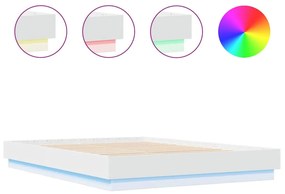 3209793 vidaXL Рамка за легло с LED осветление, бяла, текстил, 140x200 см