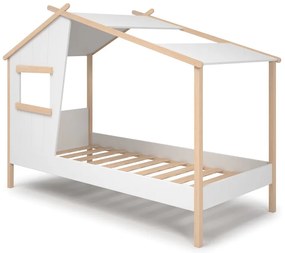Бяло детско легло тип къща от масивен бор 90x190 cm Luba – Marckeric