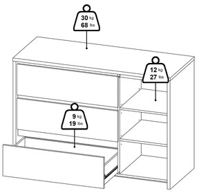 Скрин от дъбов декор в бял и естествен цвят 119x84x48 cm Next – Tvilum