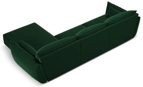 Тъмнозелен кадифен ъглов диван (десен ъгъл) Vanda – Mazzini Sofas