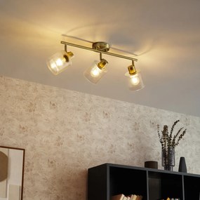 Таванен прожектор златен със стъкло 3-светлина регулируем - Laura