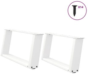 4012753 vidaXL Крака за масичка за кафе, U-образни, 2 бр., бели, 70 x (30-31) см, стомана