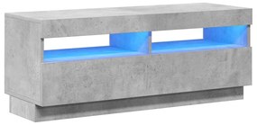 804458 vidaXL ТВ шкаф с LED осветление, бетонно сив, 100x35x40 см