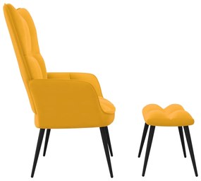 Релаксиращ стол с табуретка Lowry, горчица жълто, кадифе