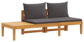 316319 vidaXL Градинска пейка с маса, тъмносиви възглавници, акация масив