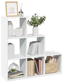 857958 vidaXL Преграда за стая, библиотека с 3 нива, бяла, 99x29x99 см, инженерно дърво