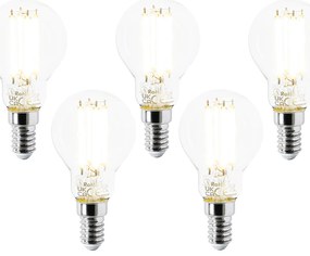 Комплект от 5 LED крушки E14 P45 прозрачни 2.2W 470lm 2700K