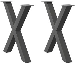 4012982 vidaXL Крака за трапезна маса, X-образни, 2 бр., антрацит, 80x(72-73) см, стомана