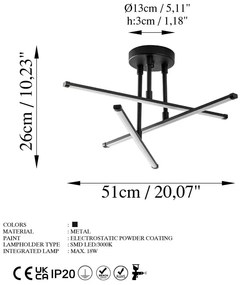 Черно LED осветително тяло за таван 26x51 cm Ledflower – Opviq lights