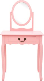 289331 vidaXL Тоалетка с табуретка, розова, 65x36x128 см, пауловния, МДФ