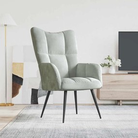 328073 vidaXL Релаксиращ стол, светлосив, кадифе