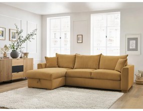 Жълт разтегателен ъглов диван от рипсено кадифе (променлив) Augustin – Bobochic Paris