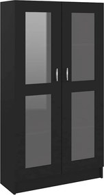 802760 vidaXL Шкаф витрина, черен, 82,5x30,5x150 см, инженерно дърво