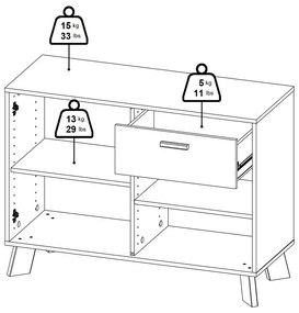Скрин от дъбов декор в бял и естествен цвят 99x73x39 cm Ikast – Tvilum