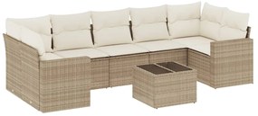 3251075 vidaXL Градински диван с възглавници, 8 части, бежов полиратан