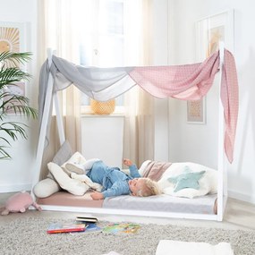 Бяло детско легло тип къща 70x140 cm Montessori – Roba