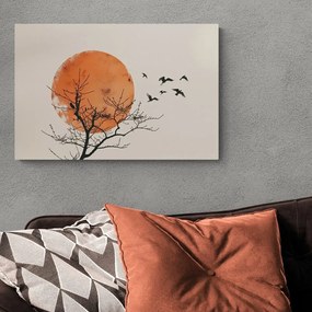 Картина на платно – Japandi луна с ято птици
