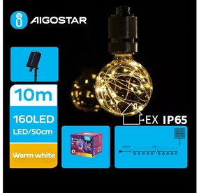 Aigostar - LED Соларни коледни лампички 20xLED/8 функции 11,5 м IP65 топло бял