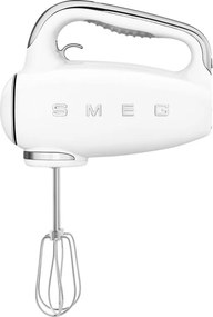 Ръчен миксер SMEG 50's Style HMF01WHEU, 250W, 9 скорости, Турбо, Скрит LED дисплей, Таймер, Аксесоари, Бял