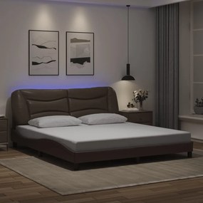 3213950 vidaXL Рамка за легло с LED без матрак Hvar, кафява, 180x200 см