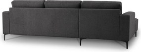 Антрацитен шенилов ъглов диван (ляв ъгъл) Fabian – Scandic