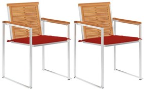 Sonata H Градински столове с възглавници, 2 бр, акация масив и стомана