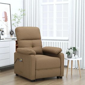 3073816 vidaXL Електрически масажен стол, кафяв, текстил